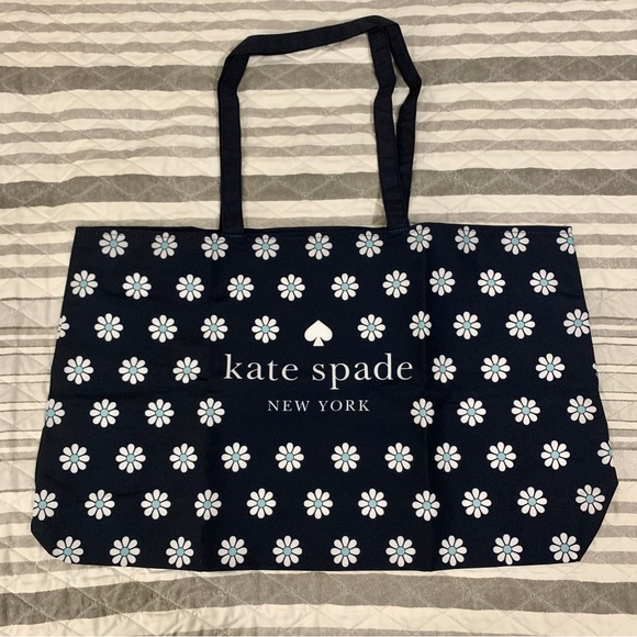 kate spade Handbags - Kate Spade Navy Floral Canvas Beach Travel Tote